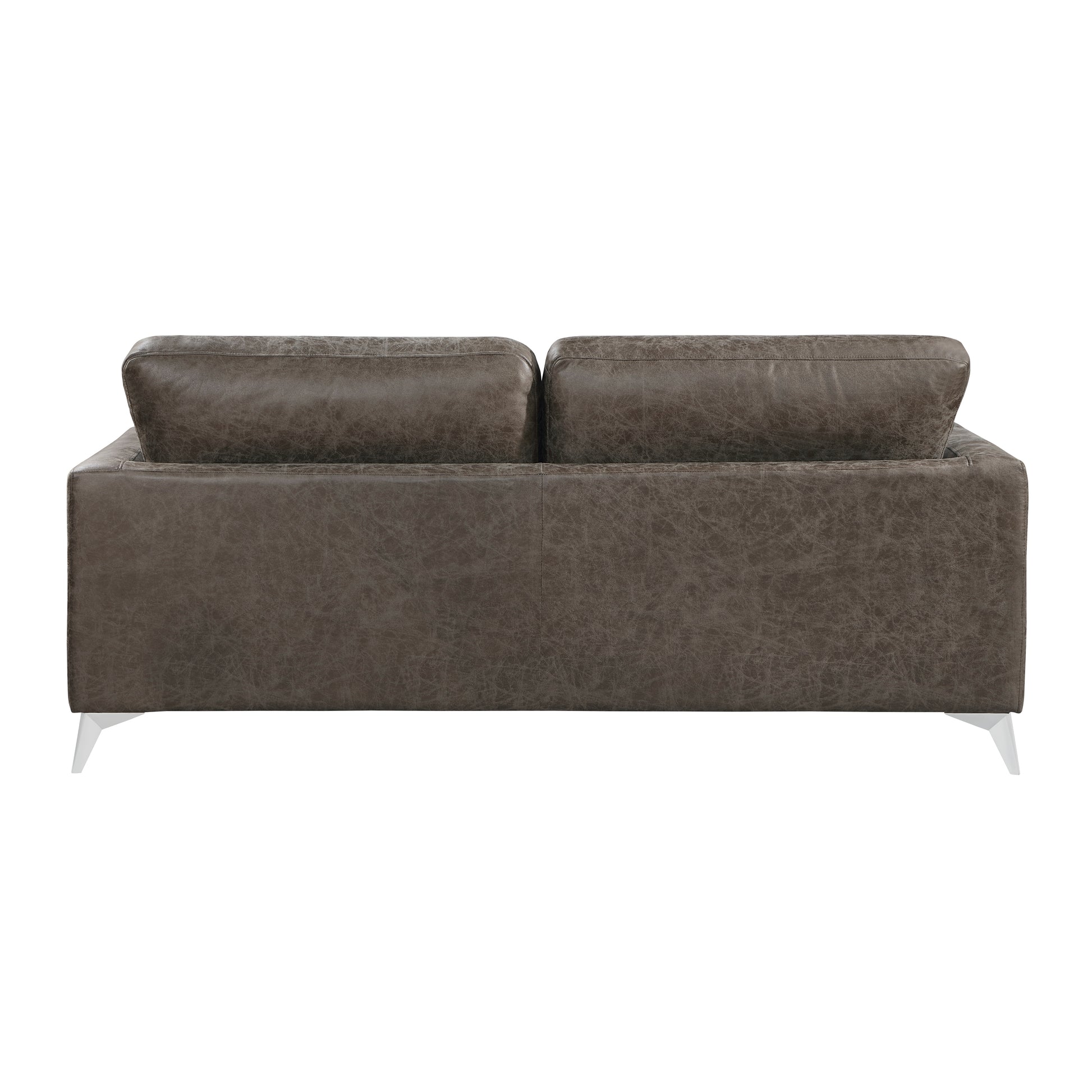 Brownish Gray Polished Microfiber Upholstery Elegant Modern Style Sofa 1Pc Solid Wood Living Room Furniture Silver Finish Metal Legs Brown Microfiber Wood Primary Living Space Modern Solid Wood 2 Seat