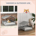 Pawhut Wicker Dog House Outdoor With Canopy, Rattan Dog Bed With Water Resistant Cushion, For Small And Medium Dogs, Cream White White Rattan