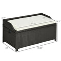 Outsunny Outdoor Wicker Storage Bench Deck Box, Pe Rattan Patio Furniture Pool Container Storage Bin With Interior Waterproof Bag And Comfortable Cushion, Cream White Cream White Aluminum