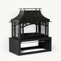 Steel Wood Outdoor Fireplace Garden Wood Burning Chimney Matt Black Steel