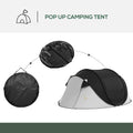 Outsunny Pop Up Tent, Instant Camping Tent With Porch And Carry Bag, 3000Mm Waterproof, For 2 3 People, Black, Poles Included Black Polyester
