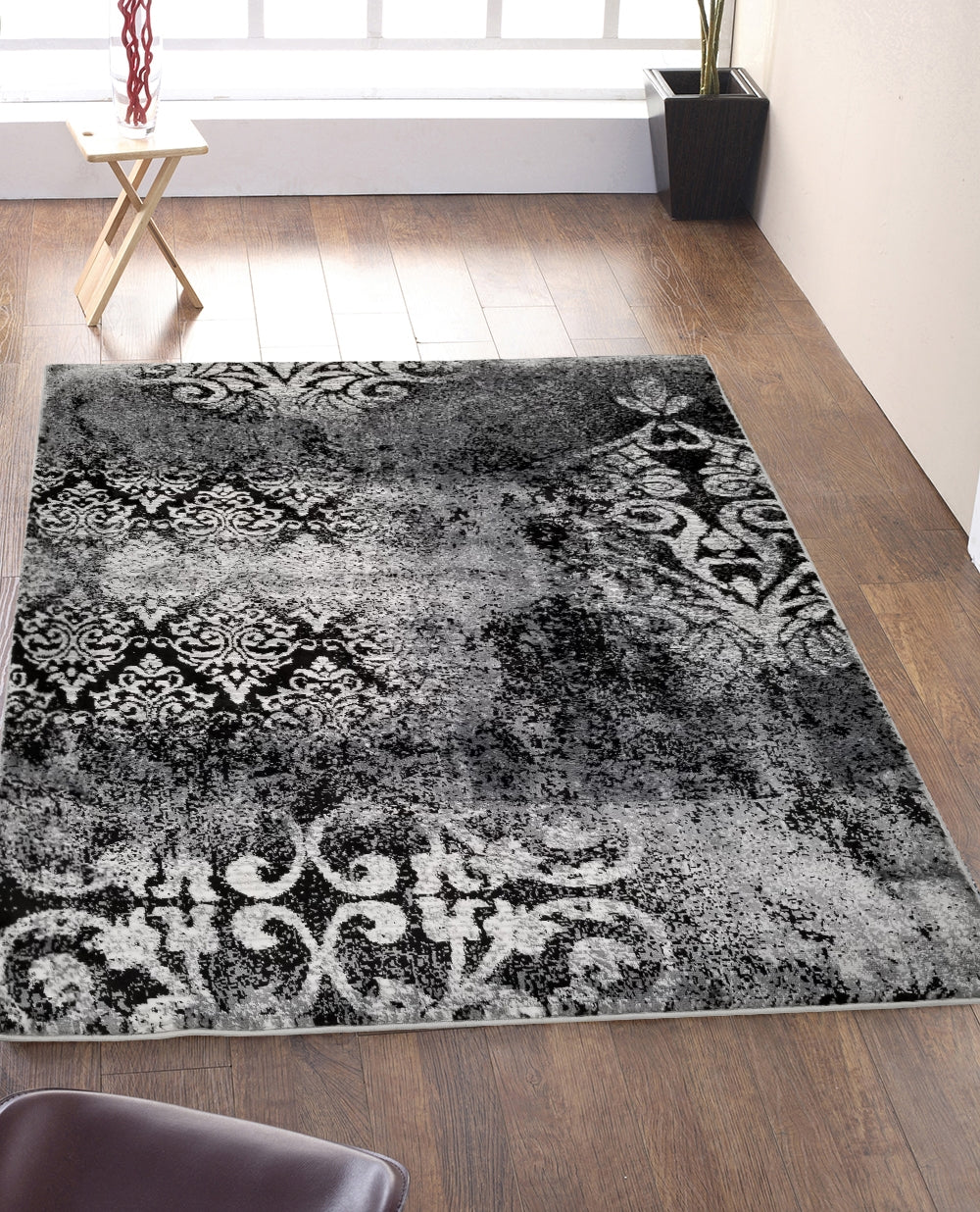 Jersey Area Rugs, Carpets For Livingroom, 7X10 Area Rugs ,1519 Black Grey Rectangle 8&10 Black Grey Contemporary Abstract Polypropylene