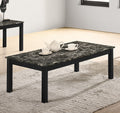 Contemporary Black Faux Marble Top 1X Coffee Table And 2X End Tables 3Pc Coffee Table Set Living Room Furniture Black Primary Living Space Classic,Contemporary,Modern,Transitional Rubberwood