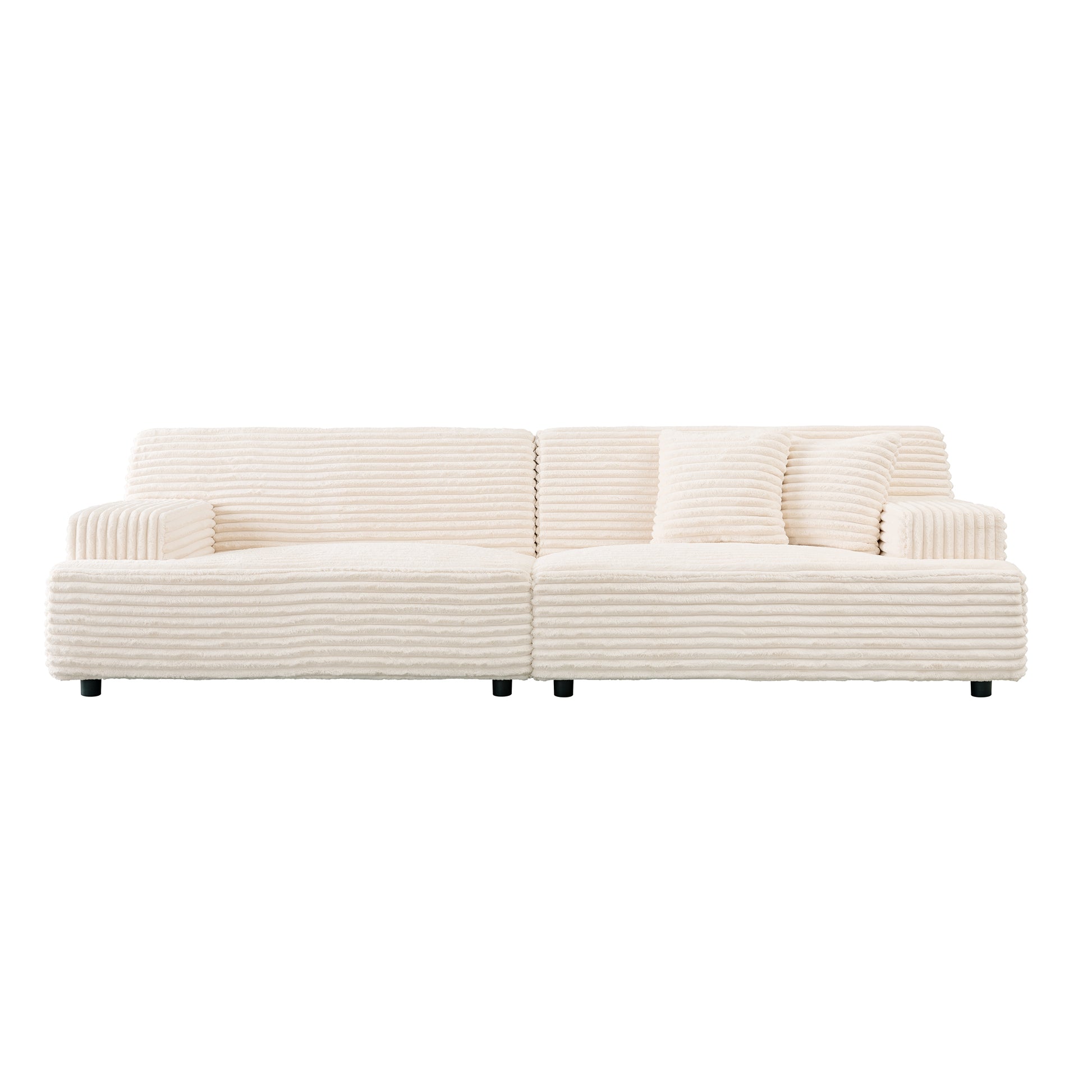 2291 Modern Sofa, Comfortable Cloud Sofa Soft Plush Corduroy Interior With Square Armrests, Living Room, Bedroom, Beige Beige Corduroy 3 Seat