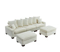 Modular Sectional Sofa,5 Seater Oversized Convertible L & U Shaped Couch, Corduroy Fabric Beige Wood Fabric 5 Seat