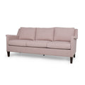 Comfy 3 Seat Sofa With Wooden Legs, Pu, For Living Room And Study Light Pink Fabric 3 Seat