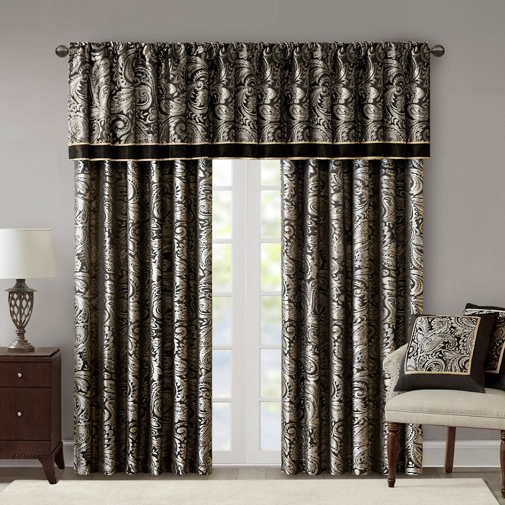 Jacquard Window Valance Black 50X18" Black Polyester