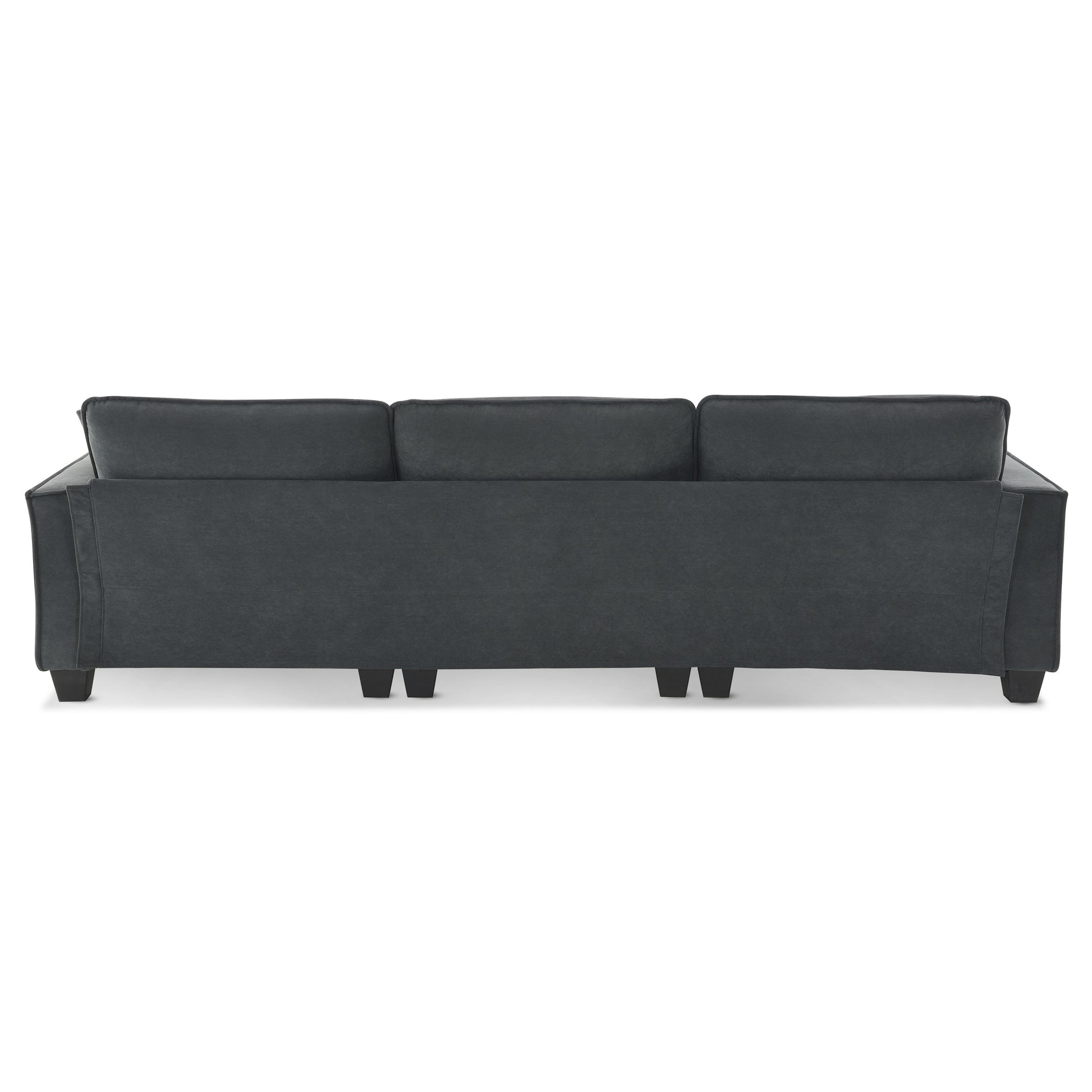 100*59" Modern Convertible Sectional Sofa,L Shaped Reversible Couch Set With Free Pillows,4 Seat Suede Velvet Sleeper Sofa With Ottoman For Living Room,Apartment,Office,3 Colors Dark Gray Suede 4 Seat