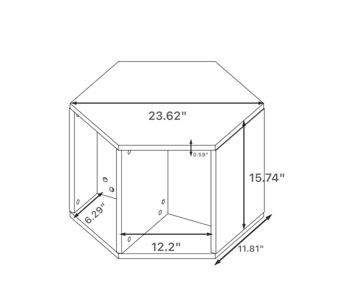 47.24'' Hexagonal Coffee Table Side Table Nightstand Burmese Sumac 2Pcs Black Brown Mdf
