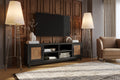 Ventura 86 Inch Tv Stand For Tvs Up To 95 Inches, No Assembly Required, Black And Bourbon Finish Black 90 Inches Or Larger Wood Wood