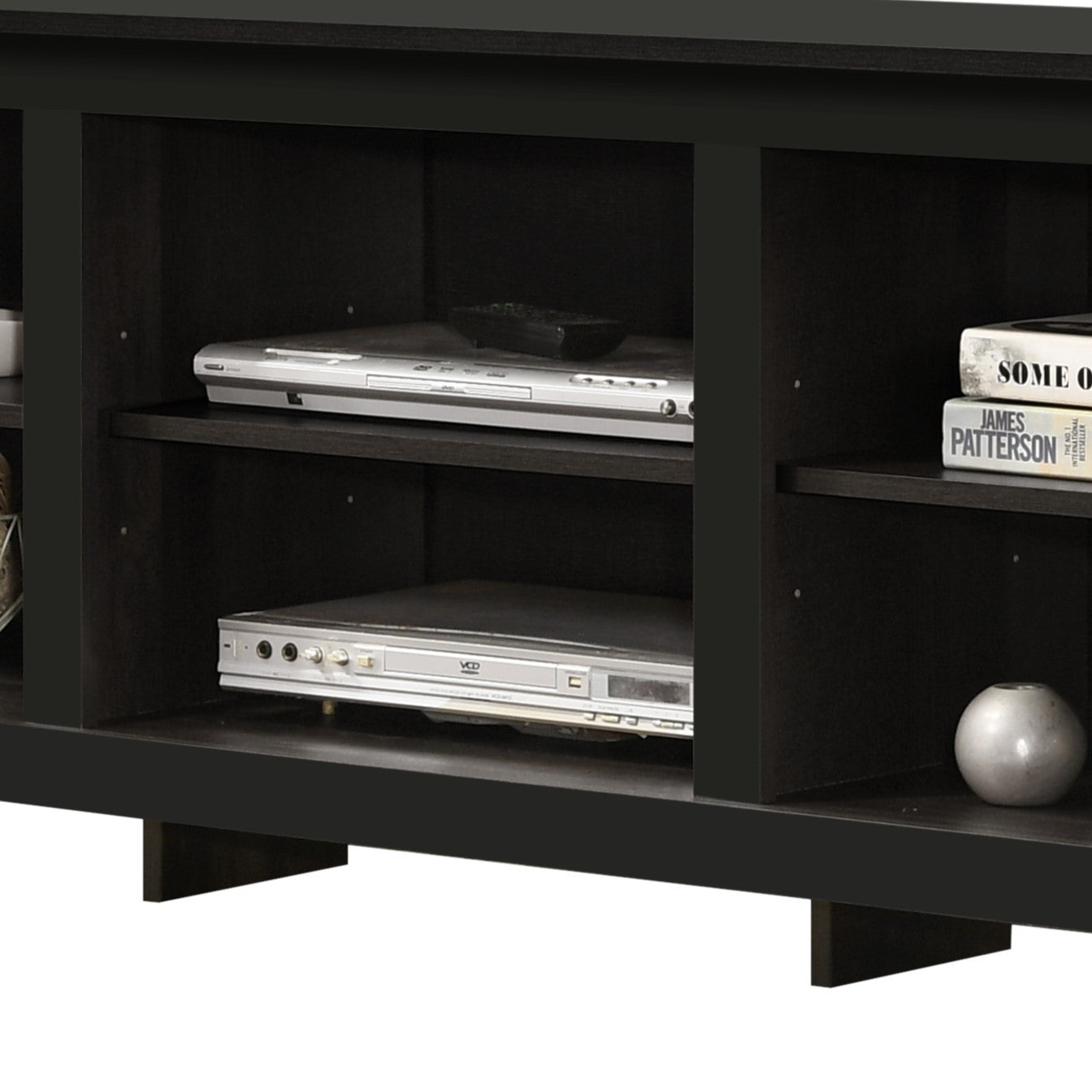 Benito Black 70"W Tv Stand With Open Shelves And Cable Management Black 60 69 Inches Particle Board