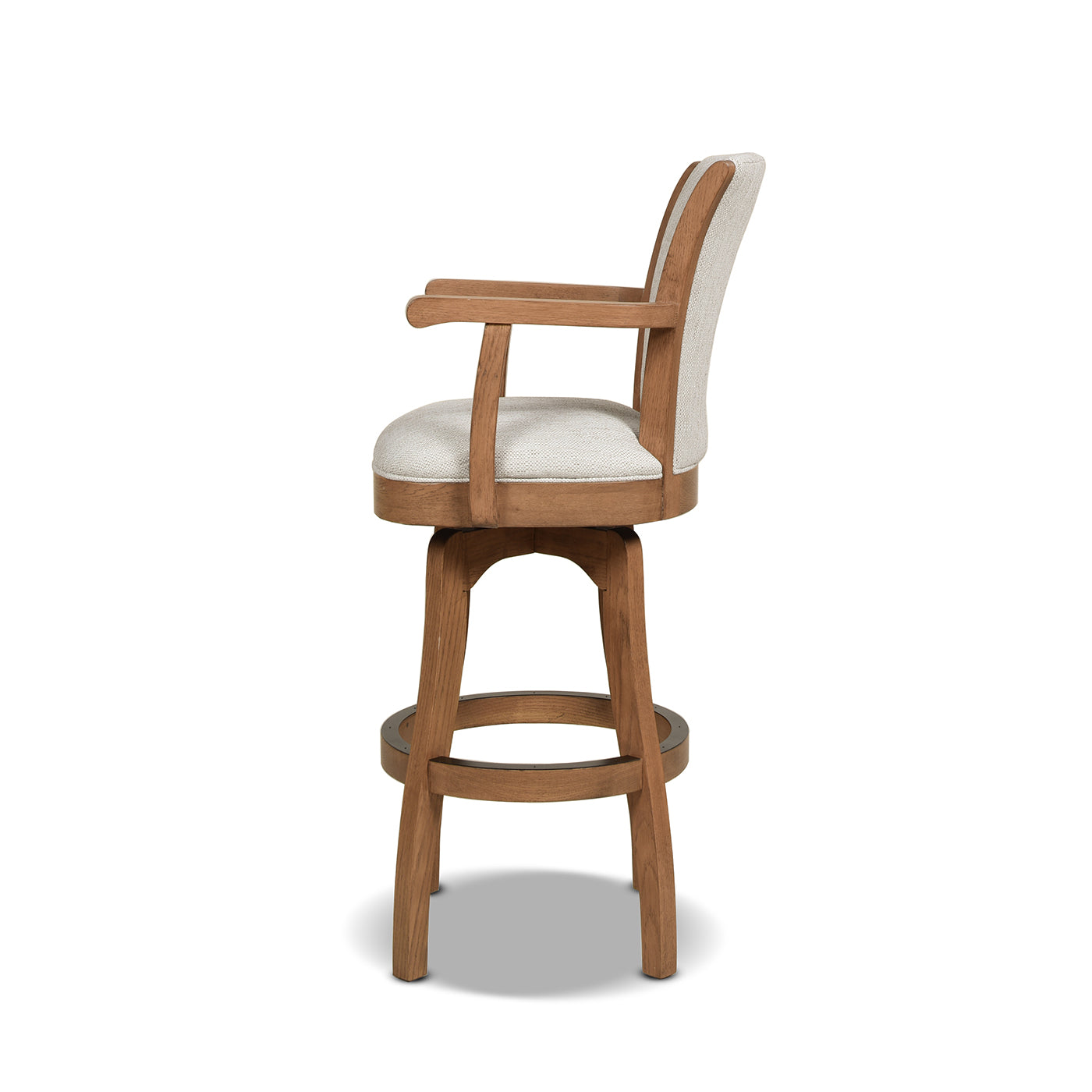 Williams 31In Swivel Bar Stool With Armrests, White Pepper Stain Resistant High Performance Polyester White Foam Polyester