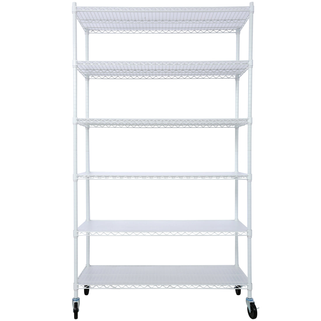 6 Tier 6000Lbs Capacity Nsf Metal Shelf Wire Shelving Unit, Heavy Duty Adjustable Storage Rack With Wheels & Shelf Liners For Commercial Grade Utility Steel Storage Rack, White 82"H X 48"L X 18"D White Metal