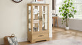 Glass Cabinet Lighted Glass Cabinet Curio Display Cabinet With Adjustable Glass Shelves 2 Doors And 1 Drawer Cabinet Bulb Included Oak Oak Mdf Glass
