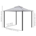 Outsunny 9.6' X 11.6' Patio Gazebo, Outdoor Canopy Shelter With 2 Tier Roof And Netting, Steel Frame For Garden, Lawn, Backyard, And Deck, Cream White Cream White Polyester
