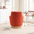 Teddy Swivel Barrel Chair, Swivel Accent Chairs Armchair For Living Room, Reading Chairs For Bedroom Comfy, Round Barrel Chairs With Gold Stainless Steel Base Orange Orange Primary Living Space