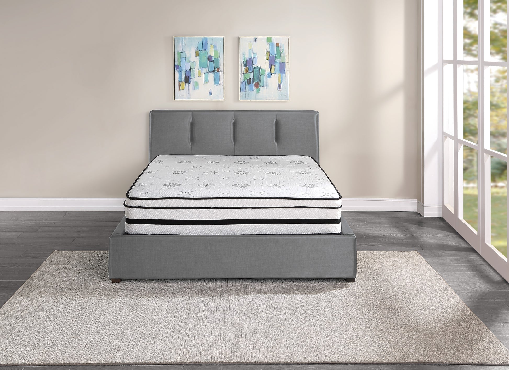 12 Inch Queen Mattress Highlyquilted Cover Hybrid Mattress, White, Plush Foam Mattress In A Box, Luxury Comfort Mattress White Bedroom Foam Spring Queen