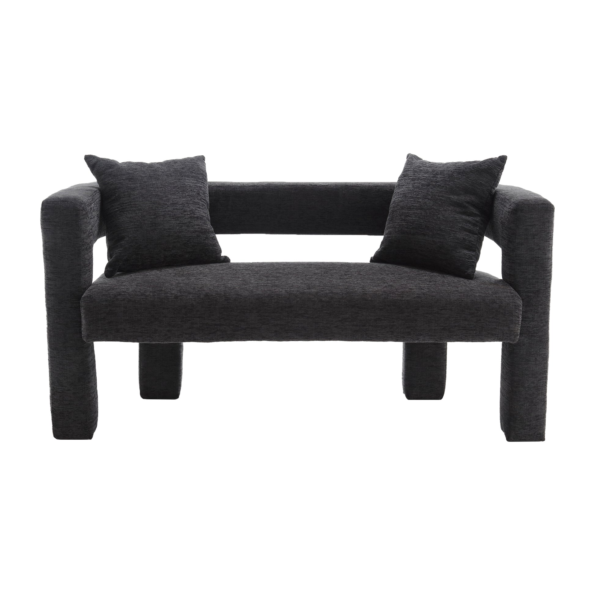 Coolmore Modern Chenille Loveseat Sofacomfy Upholstered 2 Seater Sofa, Small Loveseat Accent Couch For Living Bedroom Leisure Areas Carbon Black Carbon Black Primary Living Space Foam Chenille