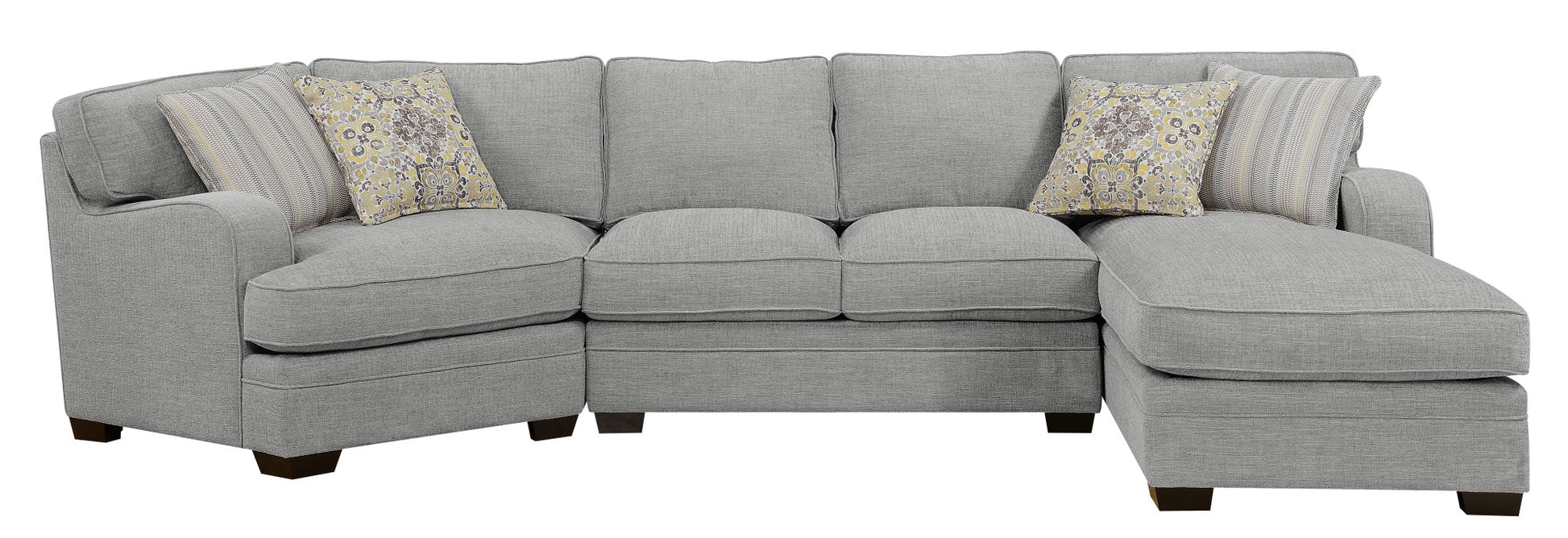 Berza Gray Right Side Facing Chaise Sectional Gray Foam Engineered Wood 4 Seat