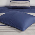 7 Pc Pieced Faux Suede Comforter Set Blue Cal King California King Blue Polyester