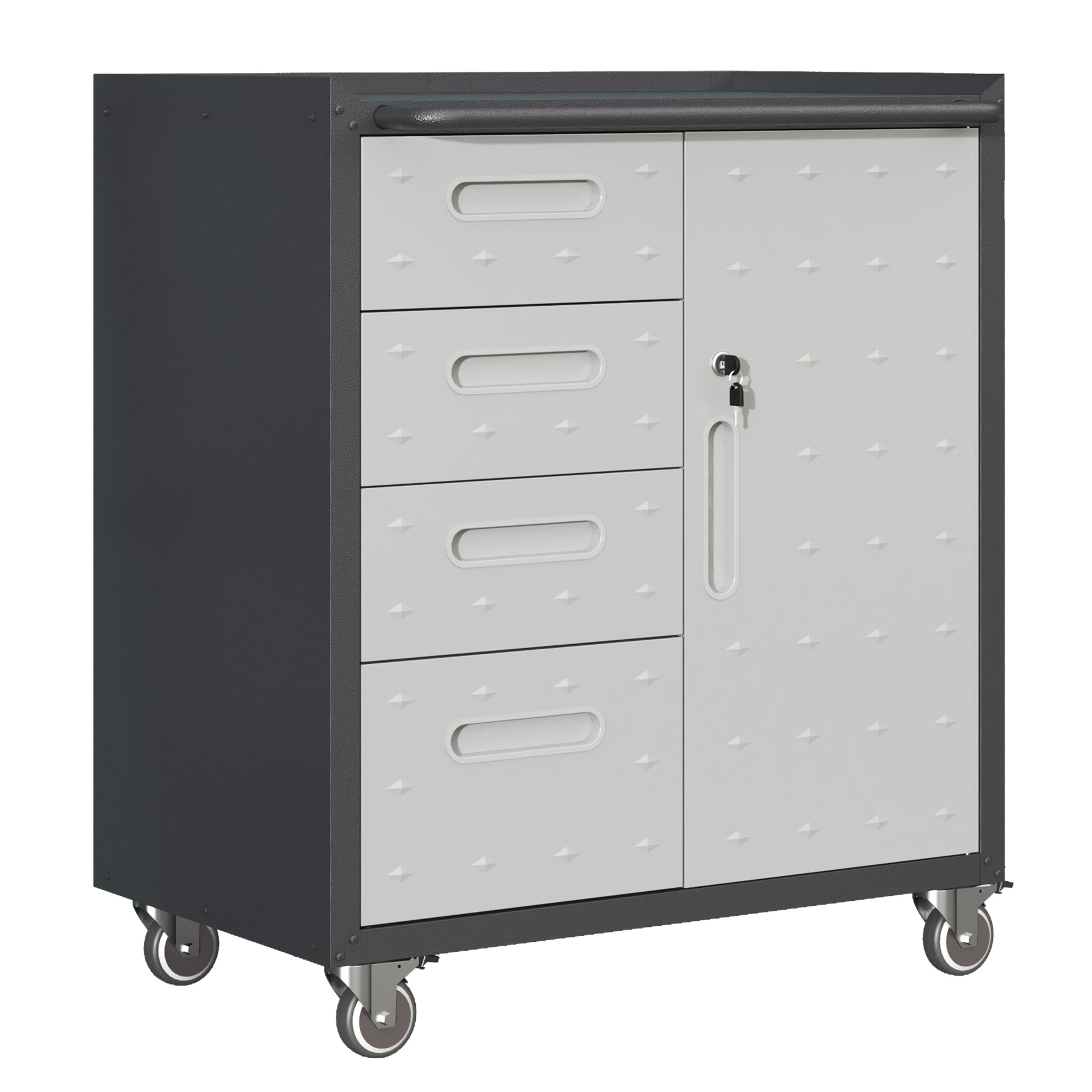 Sturdy Metal Tool Storage Cabinet With Wheels Tool Storage Cabinet For Garage, Office, And Home Organizer Solutions, Black Gray Black Gray Steel