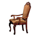 Beige And Cherry Arm Chairs With Arched Backrest Set Of 2 Solid Cherry Brown Dining Room Foam Traditional Arm Chair Rubberwood Solid Back Set Of 2 Foam Wood Fabric