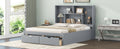 Queen Size Platform Bed With Storage Headboard And 2 Drawers, Gray Box Spring Not Required Queen Gray Wood Bedroom Bed Frame Solid Wood Mdf