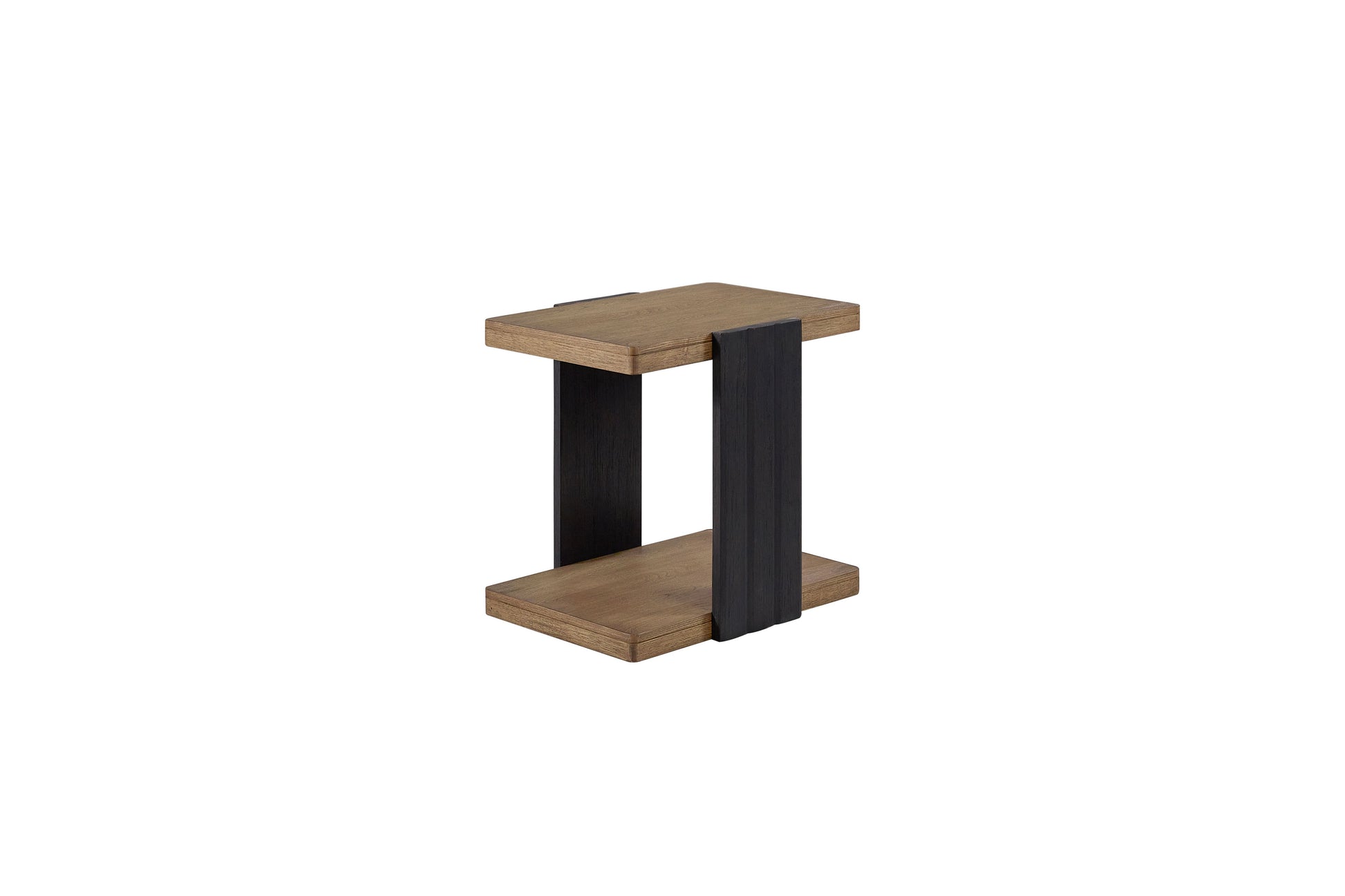 Channel Chairside Table Black Solid Wood Mdf