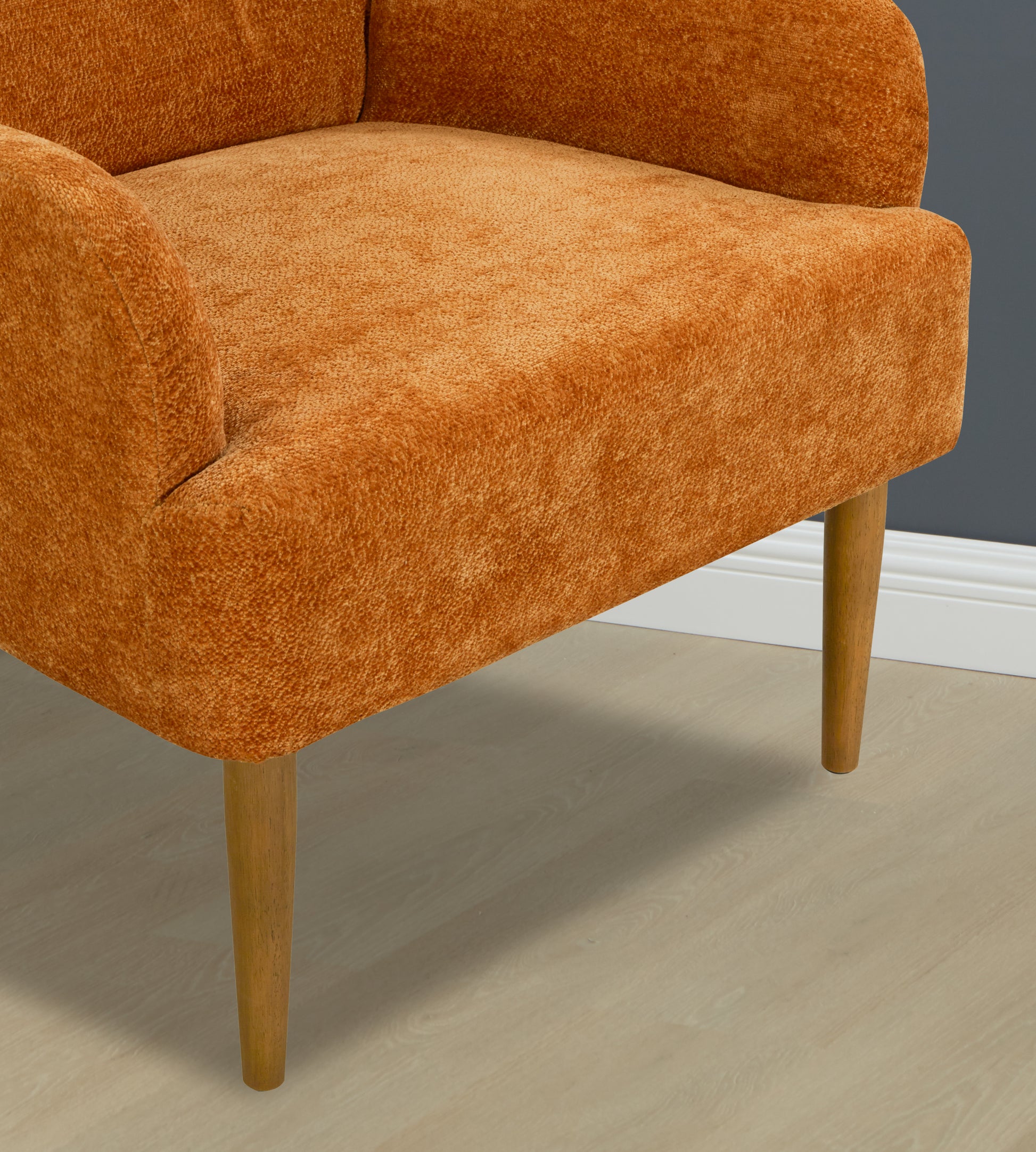 Chenille Armchair, Modern Style Accent Chair With Wood Legs, Comfy Design For Living Room, Bedroom, Office, Orange Orange Foam Wood Fabric