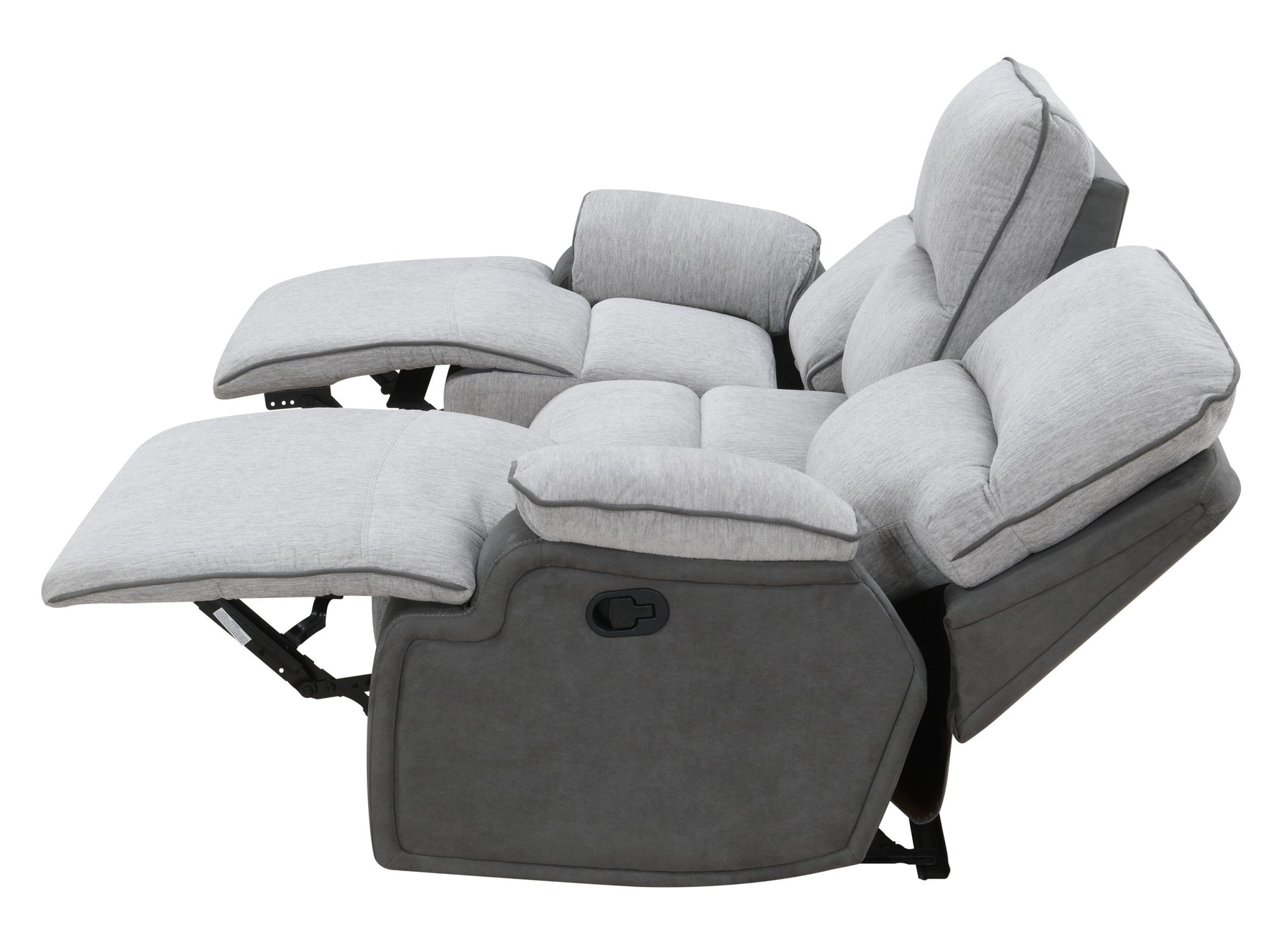 Cyprus 3 Piece Reclining Living Room Set Gray Gray Fabric