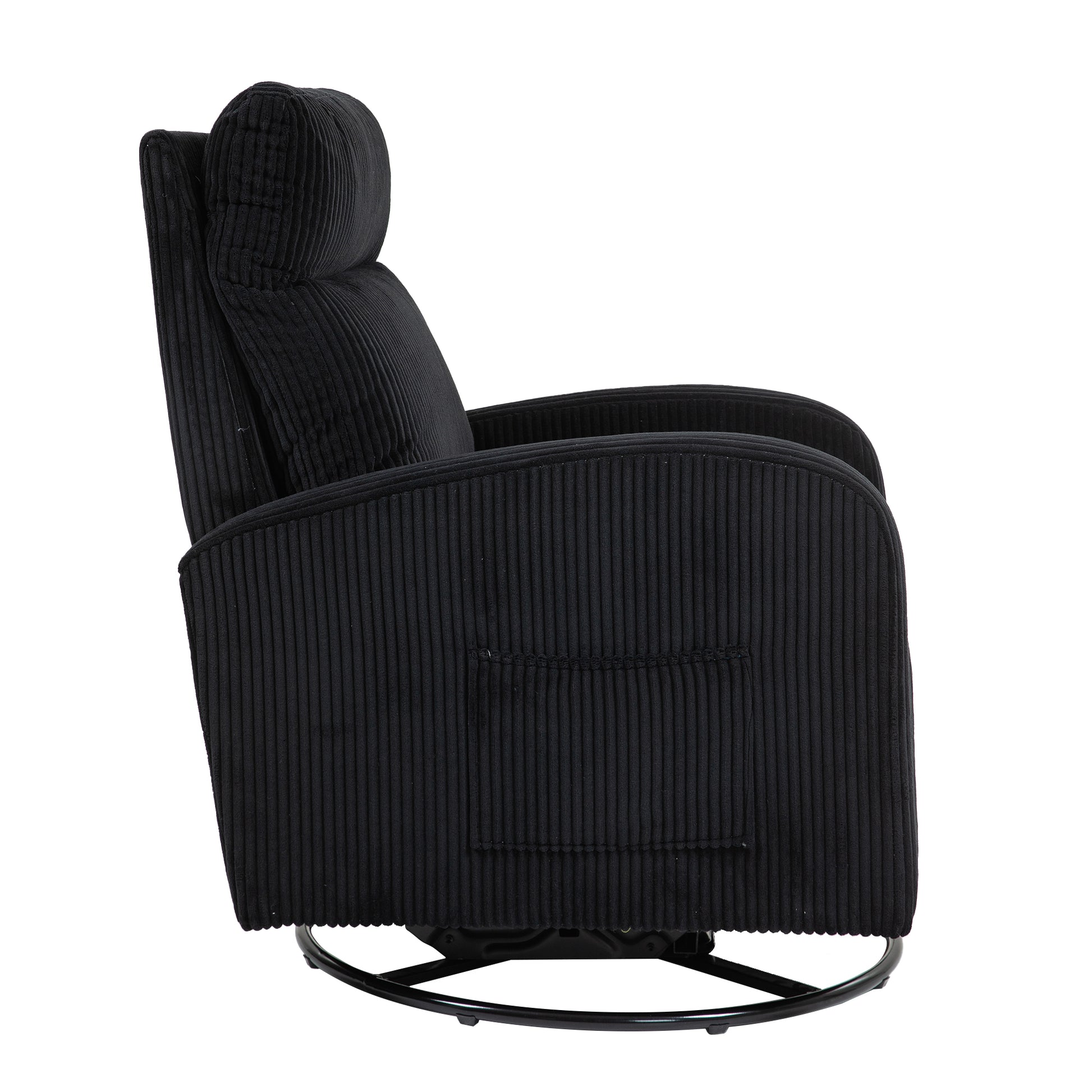 Jiada Upholstered Swivel Glider.Flannel Fabric.Rocking Chair For Nursery In Black.Modern Style One Left Bag Black Primary Living Space Foam Corduroy