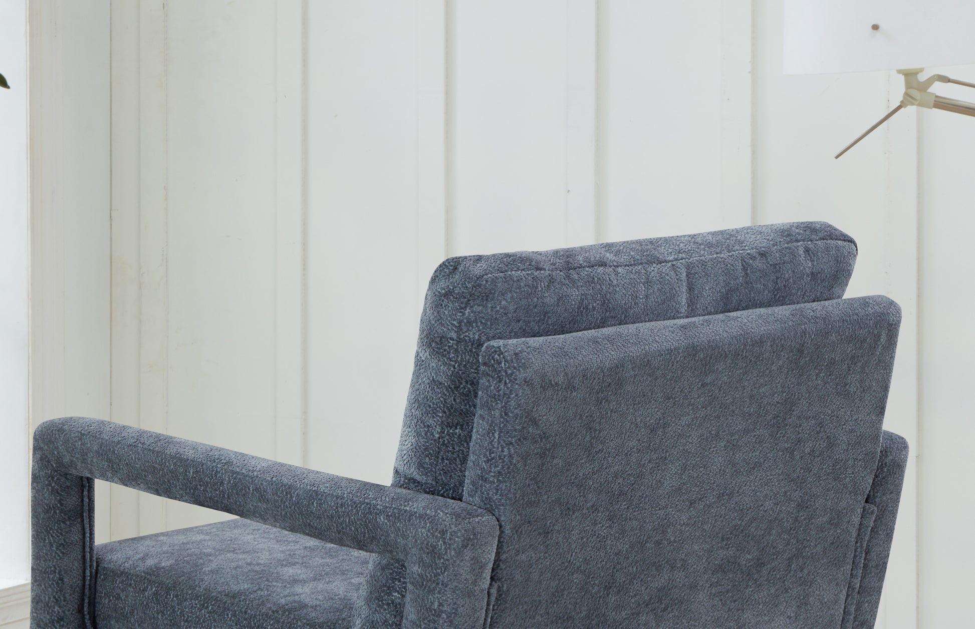 Mid Century Armchairaccent Chair With Chenille Armrest & Soft Cushion For Living Room, Bedroom, Home Office, Study, Dark Grayish Blue Blue Foam Wood Fabric
