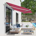 Outsunny 13' X 8' Retractable Awning, Patio Awnings, Sunshade Shelter W Manual Crank Handle, Uv & Water Resistant Fabric And Aluminum Frame For Deck, Balcony, Yard, Wine Red Red Aluminum