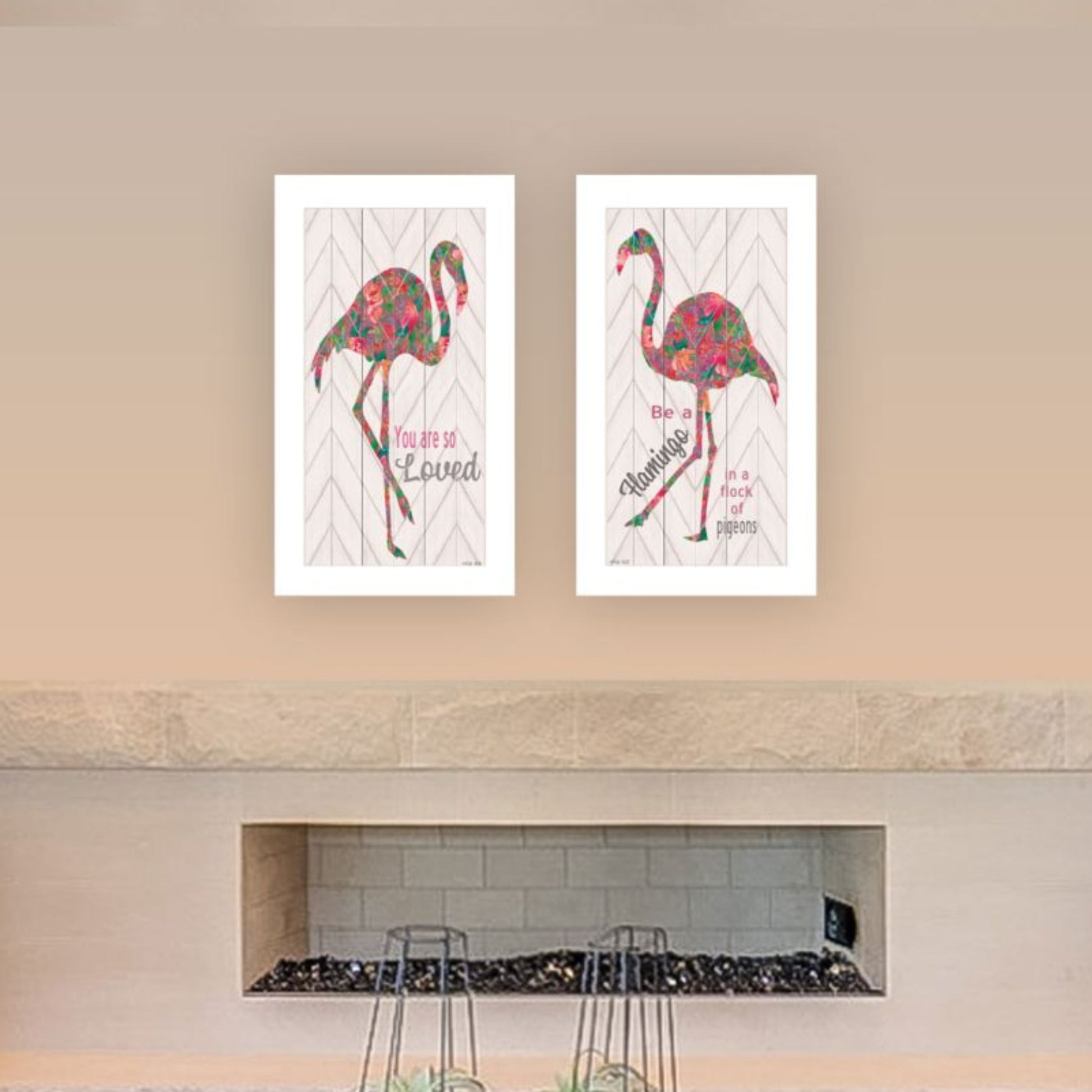 "Flamingo'S A Matrix Colors " Framed Wall Art For Living Room, Wall Art Print For Home Decor, Bedroom Wall Art By Cindy Jacobs Multicolor Wood Paper