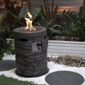 32000 Btu, Csa Certification Diameter 20 Inch Round Outdoor Gas Fire Pit,Contain 2.5Kg Lava Stone And Rainproof Cover,Magnesium Oxide Cultured Stone Surface Finished, More Suitable For Outdoor