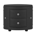 Elegant Pu Nightstand With 2 Drawers And Crystal Handle,Fully Assembled Except Legs&Handles,Storage Bedside Table Black Black Pu