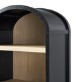 Modern 3 Shelf Open Arched Bookcase Cabinet Black Black Mdf Mdf