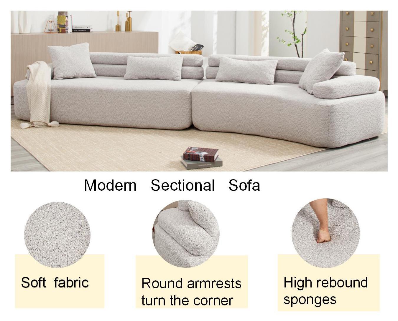 Unique Modeling Design,Upholstered Indoor Furniture,Foam Filled Sleeper Sofa Bed For Living Room,Bedroom,3 Colors Light Gray Primary Living Space Modern Foam Polyester 4 Seat