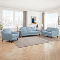 Ersa Leather Sofa Blue Memory Foam Genuine Leather 3 Seat