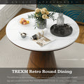 Retro Round Dining Table Minimalist Elegant Table For Living Room, Dining Room White Brown Brown White Rubber Wood