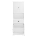 Tall Bathroom Cabinet With Four Doors, Large Storage Space Open Shelve, Upper Storage Cabinet, White White Mdf