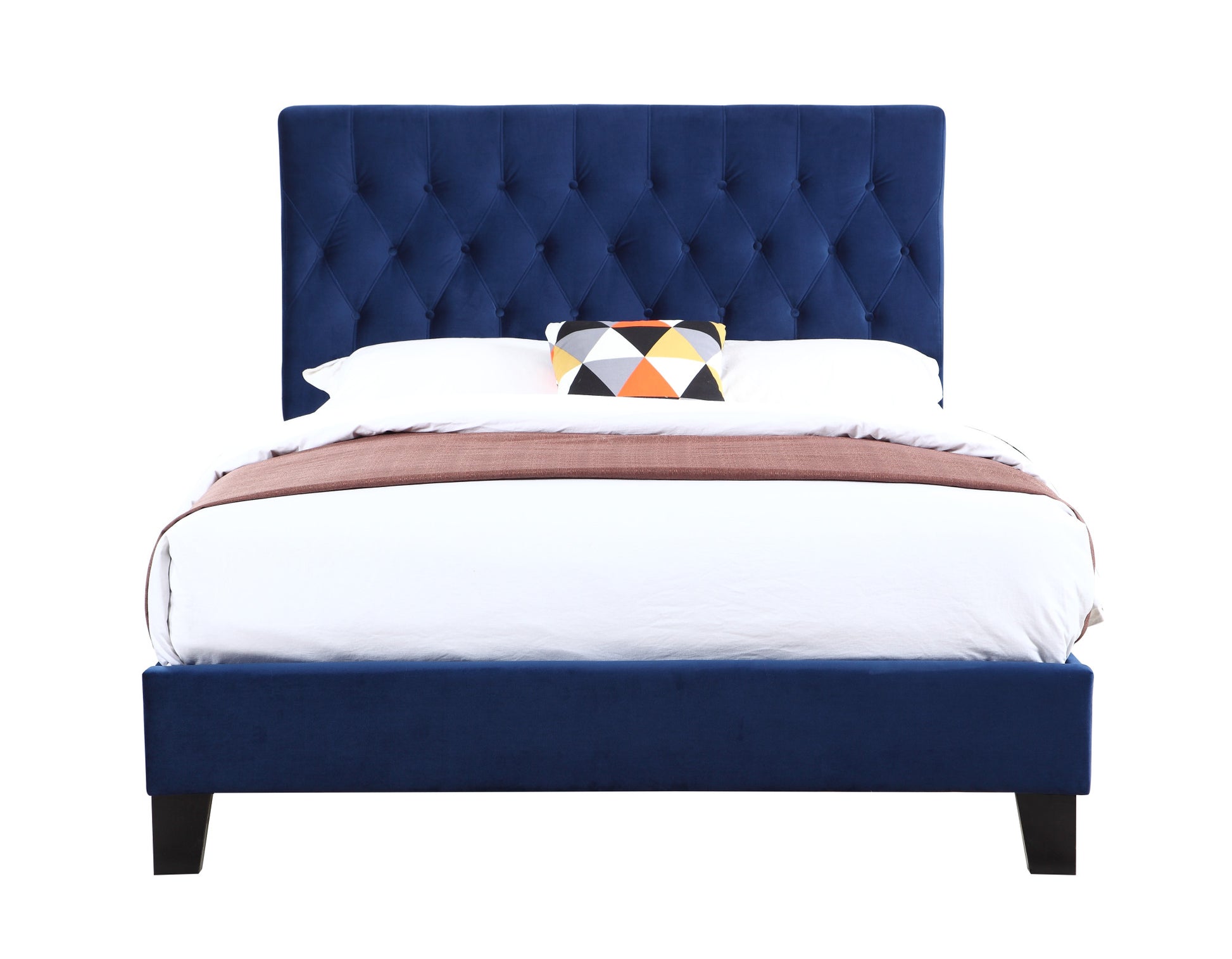 Luma Blue King Upholstered Bed King Blue Foam Solid Wood