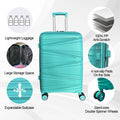 Hardside Luggage Sets 3 Pieces, Expandable Luggages Spinner Suitcase With Tsa Lock Lightweight Carry On Luggage 20Inch 24Inch 28Inch Teal Blue Polypropylene