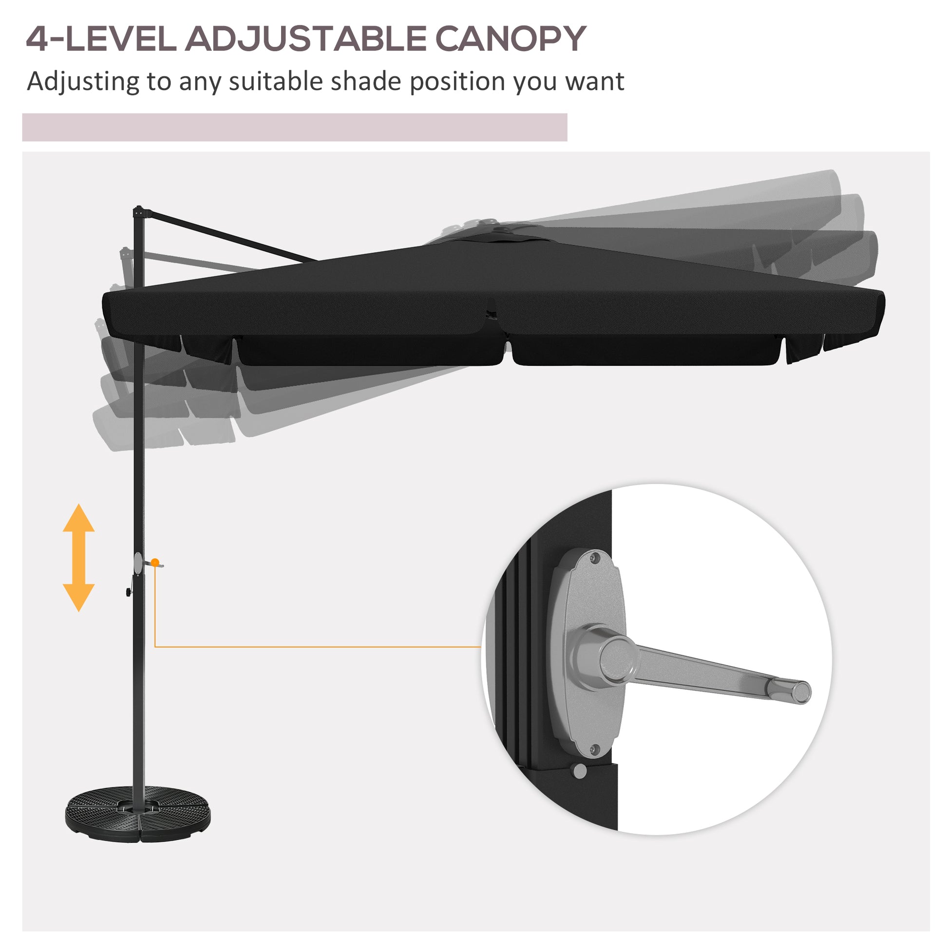 Outsunny 10' Cantilever Patio Umbrella, Square Offset Umbrella With Tilt, Crank, Cross Base, Aluminum Pole And Air Vent, Hanging Umbrella For Garden, Pool, Backyard, Gray Gray Aluminum