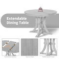 5 Piece Rustic Round Pedestal Extendable Dining Table Set With 15.7