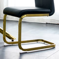 Table And Chair Set,Modern Rectangular Table With 0.4 Inch Black Patterned Tabletop And Gold Legs, Suitable For Kitchen, Dining Room, And Living Roomcomfortable Pu Seats,Perfect For Dinner, Meet Black Seats 4 Sintered Stone