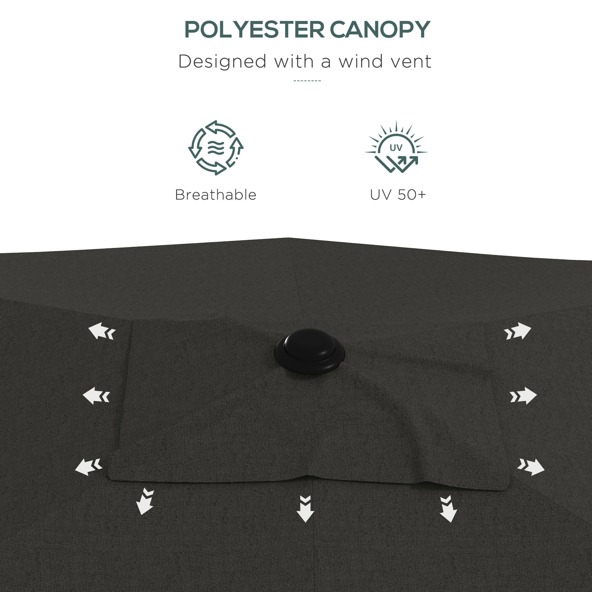 Outsunny 6.5' X 10' Rectangular Market Umbrella, Patio Outdoor Table Umbrella With Crank And Push Button Tilt, Dark Gray Gray Steel