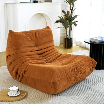 Floor Sofa Bean Bag Chair For Adults Fireside Bean Bag Lounger Memory Foam Chair For Home, Office, Apartment Or Gaming Venue Caramel Polyester Primary Living Space Firm Art Deco Armless Foam Polyester Blend