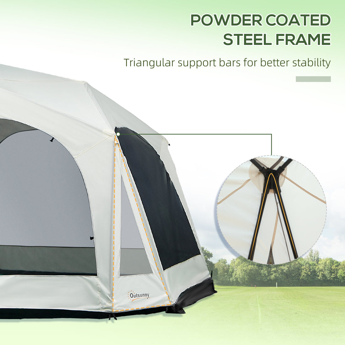 Outsunny 20 Person Camping Tent, Outdoor Cabin Tent Tent With 2 Doors, Screen Room, Family Dome Tent For Hiking, Backpacking, Traveling, Easy Set Up, Cream Cream White Steel