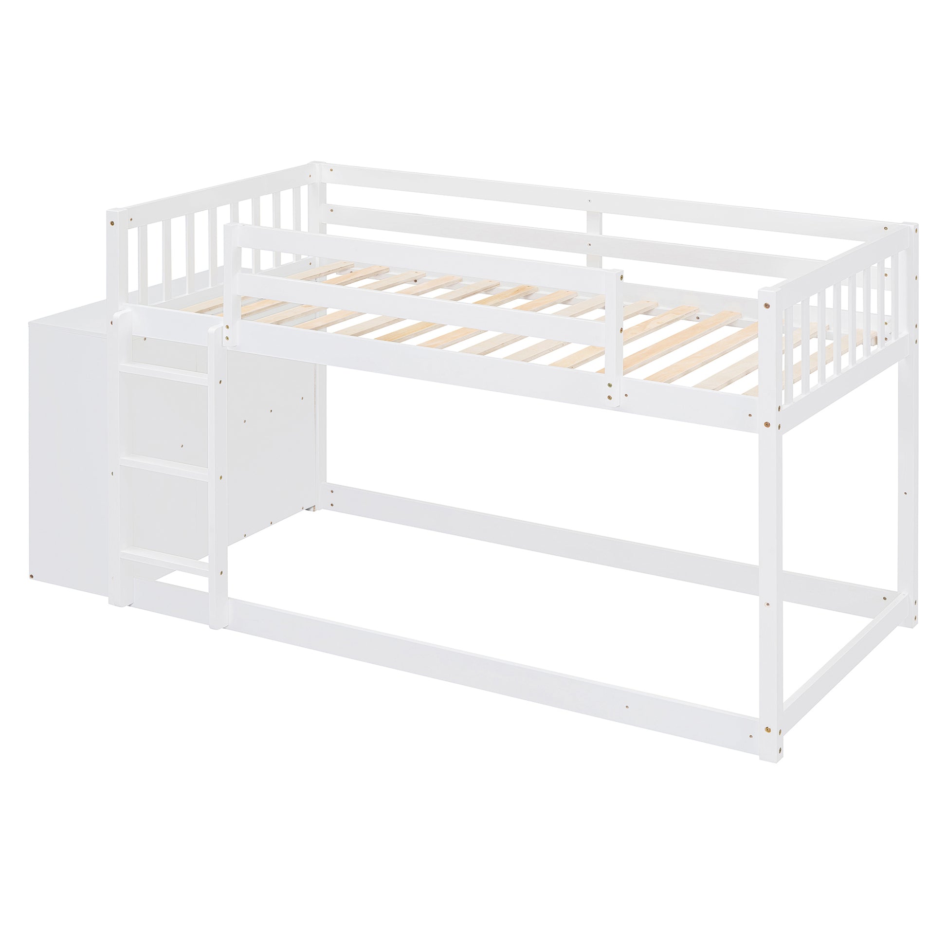 Twin Over Twin Bunk Bed With 4 Drawers And 3 Shelves White Twin White Solid Wood